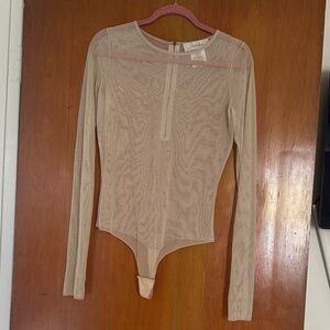 Max Azria Nude Long Sleeve Bodysuit